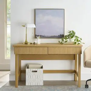 Lillian Fluted Desk, Natural Pine Finish
