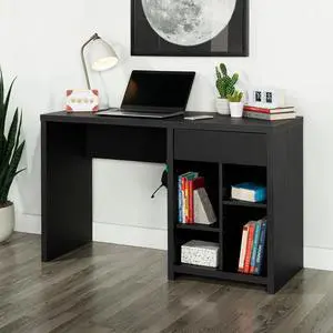 Adjustable Shelf Desk with Gaming Headphone Hook and Cable Management, Black Finish