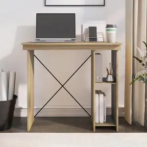 No Tools Small Space Writing Desk, Euro Oak