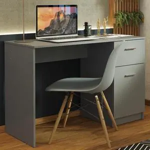 CompacttComputer Desk Study Table for Small Spaces Home Office 43 Inch Student Laptop PC Writing Desks with Storage and Drawer, Modern Ergonomic Gaming Workstation - Grey