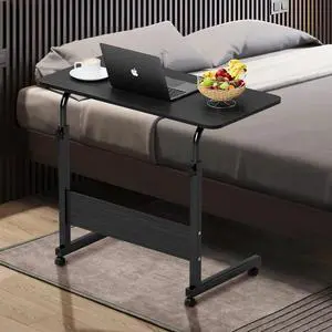 27"-39"Height Adjustable Rolling Sewing Table Computer Desk for Sofa,Bedroom,Black