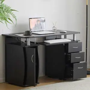 3 Drawers Computer Desk with Wireless USB Charging Station, Study Workstation Office Furniture