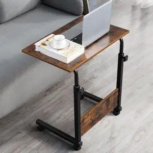 Laptop Table Adjustable Height Standing Computer Desk Portable Stand Up Work Station Cart Tray Side Table for Sofa and Bed, Retro