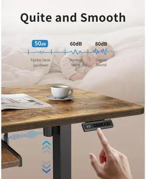 Standing Desk with Keyboard Tray, 40 x 24 inch Height Adjustable Electric Standing Desk, Sit Stand Up Desk, Computer Office Desk, Rustic Brown