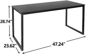 47-inch Home Office Computer Desk Modern Large MDF Study Desk Black