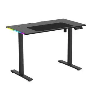 Adjustable Height RGB Electric Sit or Stand Computer Desk with LED Lights, Black