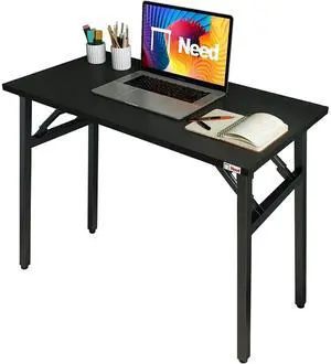31.5 inches Folding Desk No Assembly Sturdy Small Writing Desk for Small Spaces, Black