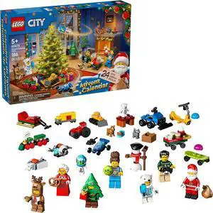 City Advent Calendar 2025 Kids Toy - Holiday Countdown Playset W/Santa & Mrs. Claus Minifigures for Boys & Girls, Ages 5+ - 24 Buildable Surprises - Gift Idea for Christmas - 60475