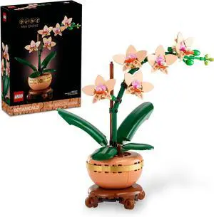 Botanicals Mini Orchid Building Set - Artificial, Fake Orchid for Home Decor, Adults Ages 18+ - Gift for Birthdays - Indoor Plant Decorations for Table, Desk, Office - 10343