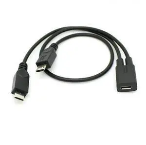 Micro USB Female to 2 Micro USB Male Splitter extension charge Cable for Galaxy S5 i9600 S4 I9500 Note2 N7100 S3 I9300 S2 9100