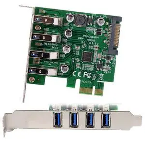Low Profile 4 Ports PCI-E to USB 3.0 HUB PCI Express Expansion Card Adapter 5Gbps for Motherboard