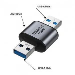 USB 3.0/3.1 Type A Male to USB 3.0/3.1 A Male Data Adapter 10Gbps Extension for Laptop Desktop