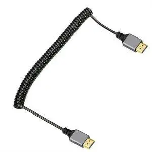 HDMI 2.0 Male to HDMI Male 4K 60hz Stretch Coiled Cable Straight Connector for HDTV Computer Laptop Monitor