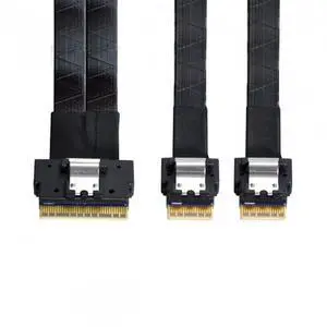 PCI-E Ultraport Slimline SAS Slim 4.0 SFF-8654 8i 74pin to Dual SFF-8654 4i 38Pin Cable 40cm PCI-Express