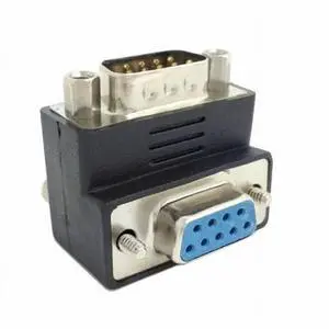 D-Sub RS232 9Pin DB9P Male to Female Down Angled 90 Degree Extension Adapter