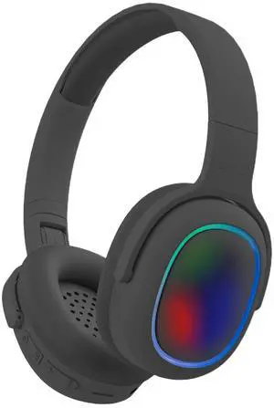 Bluetooth Headphones Over Ear, BT5.3, Colorful RGB Light, Long Playtime Wireless Headset, Noise Cancel, HiFi Stereo Foldable Lightweight Deep Bass for Travel Home Office Cellphone(Black)
