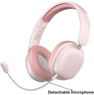 Wireless Headset Bluetooth Headphone Universal Noise Cancellation Mobile Game Headset Pink