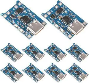 10pcs TP4056 Type-c USB 5V 1A 18650 Lithium Battery Charger Module Charging Board with Dual Protection Functions (10pcs TP4056 Type-c USB)