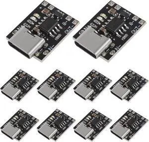 10PCS TP4057 1A Lithium Battery Charging Protection Board Module with Protection Type-C USB Charging Boards 3.7V 4.2V (TP4056 Upgraded)