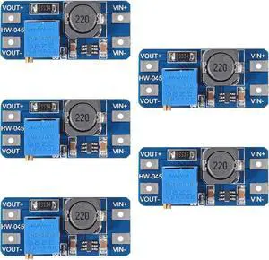 5pcs MT3608 DC-DC Boost Converter 2A Adjustable Step Up Module Voltage Regulator Board Input Voltage 2V-24V to 5V-28V Output Voltage for Arduino