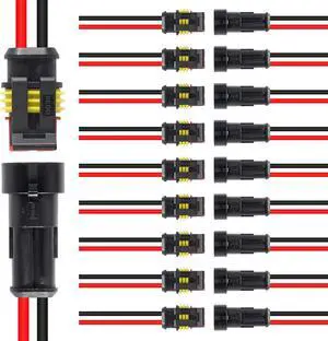 10 Pack 2 Pin Wire Connector 16 AWG Waterproof Automotive Electrical Connectors Deutsch Connector Male and Female Wire Connectors for Car Truck Boat