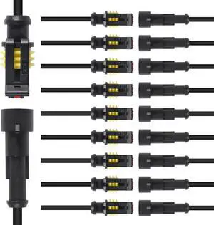 10 Kit 1 Pin Connector,Way Car Waterproof Electrical Connector,1 pin Plug Auto Electrical Wire Connectors with Wire 16 AWG Marine for Car, Truck, Boat, and Other Wire Connections