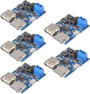 5PCS TF Card U Disk Play MP3 Decoder Player Module with Audio Amplifier Audio Decoding Player Module Micro USB 5V Power Supply
