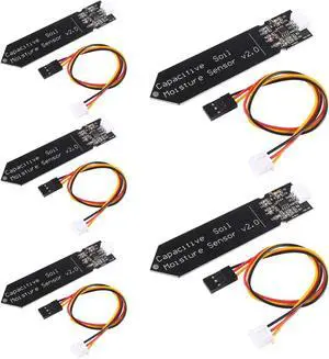 5 Pack Capacitive Soil Moisture Sensor Corrosion Resistant for Arduino Moisture Detection Garden Watering DIY Electronic for Arduino and Raspberry Pi