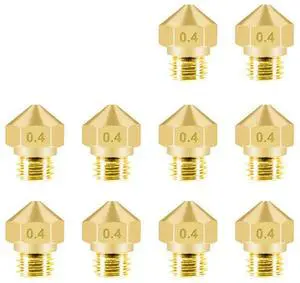 MK10 Nozzle for 3D Printer, 10pcs MK10 M7 Extruder Nozzle 0.4mm Brass Extruder Print Head for 3D Printer Wanhao Dupicator D4/I3/Dremel QIDI Makerbot 2