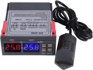 STC-3028 AC 110-220V 10A Digital Temperature Controller Dual Display Thermostat Thermoregulator Heating Cooling Switch Digital Hygrometer with SHT20 Probe (AC 110-220V)