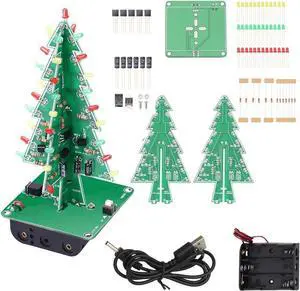 3D Xmas Tree Soldering Project Electronic DIY Kit Upgraded 7 Color Flashing LED PCB Solder Assemble Kit Season Decoration Creative Gift