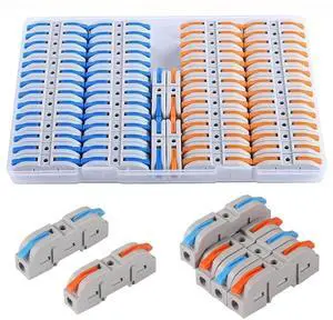 70Piece Lever Wire Connectors, Quick Connect Electrical Splicing Kit for Compact Inline Terminals - 28-12 AWG, 1 in 1 Out