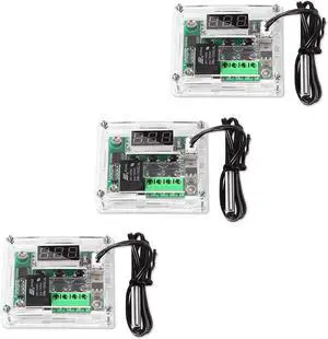 3PCS W1209 12V DC Digital Temperature Controller Board with 10A One-channel Relay and Waterproof Micro Digital Thermostat -50-110°C Electronic Temperature Temp Control Module Switch (With Case)