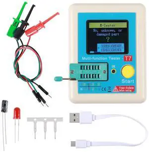 LCR-T7 Transistor Tester TFT Diode Triode Capacitance Meter LCR ESR Meter for Measuring Triodes Diodes Resistors Capacitors, Inductors, Thyristors