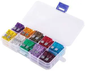 100pcs Asorted Auto Car Truck Standard Blade Fuse Set (2Amp/3Amp/5Amp/7.5Amp/10Amp/15Amp /20Amp/25Amp/30Amp/35Amp) ATC/APR/ATO+ATM Mini Automotive Replacement Fuse Assortment Kit for Boat,RV,SUV