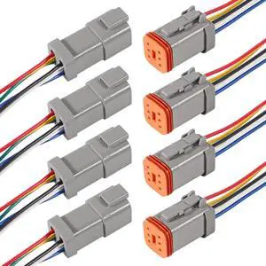4 Sets 6 Pin Connector Kit Waterproof Electrical Connector 16 AWG Male and Female Automotive Wire Connectors for Car Truck Motorcycle Marine Boat and other wire connection