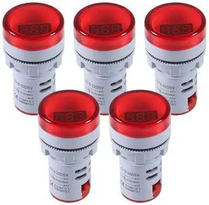 5PCS Digital DC Voltmeter LED Display Voltage Voltmeter AC 20-500V Voltage Meter Monitor 110v 220v Volt Detetor Indicator Round Lamp Tester