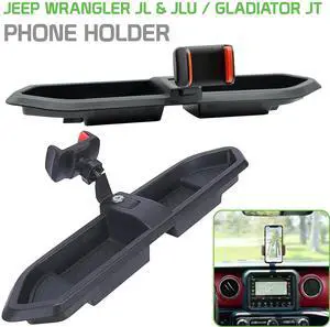 Dash Tray Phone Holder with Storage Compatible with Jeep Wrangler JL, JLU (2018-2024), Jeep Gladiator JT (2020-2024)