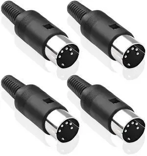 DIN 5-Pin Male Plug Connector, 4 Pack DIN 5 Pin Plug MIDI Cable Adapter Socket Solder Terminals Connector for Microphone Amplifiers