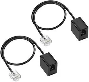 RJ11 Phone Jack to RJ45 Ethernet Converter Cable RJ45 8P4C Male to RJ11 6P4C Female Telephone Adapter Wire Cord for Landline Telephone Service (2 Pack)