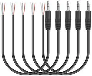 3.5mm Male Plug to Bare Wire Stereo Audio Cable, 1/8" 3.5mm TRS 3 Pole Plug Pigtail Open End Audio Cable for Headphone Headset Speaker Replacement Cable Repair (5Pack, 1M) (TRS Male)