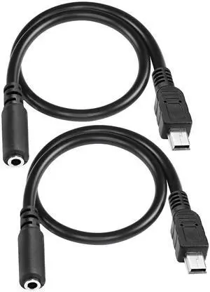 Mini USB Male to 3.5mm Audio Cable Mic Cord,5 Pin Mini USB to 3.5mm Female TRRS 4-Pole Jack Adapter Cable for Headset Active Clip Microphone -33cm (2 Pack)