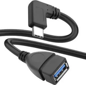 USB C to USB 3.0 Adapter, 90 Degree USB 3.1 C Male to USB 3.0 A Female OTG Cable 5Gbps Data & Charging Cord for Phones Tablet PC Laptop (Black, 0.25m) USB C to USB 3.0 Adapter, 90 Degree USB 3.1 C Male to USB 3.0 A Female OTG Cable 5Gbps Data & Charging Cord for Phones Tablet PC Laptop (Black, 0.25m)