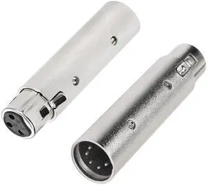 XLR 3 Pin Female to XLR 5 Pin Male Adapter Connector Gender Changer,Anodized Aluminum Adapter with Lock Release Button(Sliver-1PCS