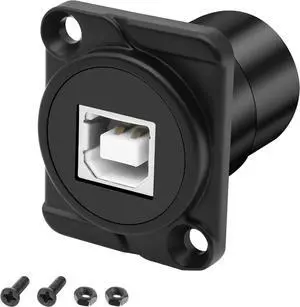 USB B to A Panel Mount Connector Coupler, D-Type USB2.0 Type B Female to USB-A Female Converter Adapter for PC Laptop Printer Scanner (Black) USB B to A Panel Mount Connector Coupler, D-Type USB2.0 Type B Female to USB-A Female Converter Adapter for PC Laptop Printer Scanner (Black)