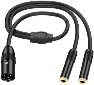 XLR 3Pin to Dual 6.35mm 1/4 Inch Y Splitter Cable, Gold Plated XLR Male to Dual 6.35mm TRS Female Microphone Cable for Amplifier Mixer Mic Guitars - 0.5M
