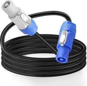 PowerCon Cable Power Extension Cord Professional AC 16AWG 3 PIN Male to Male Blue in to Gray Out Power Connector for LED Screen Beam Moving Head Light,Stage Light,Speaker (3.28FT)