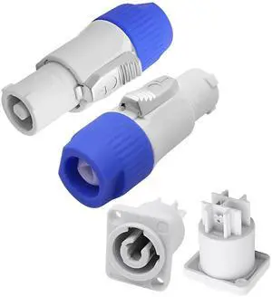 Powercon 3 Pin AC Connector Male Chassis Plug Speaker Power Adapter Compatible with NAC3FCA, NAC3FCB, NAC3MA-1, NAC3MPB-1 for Audio Stage Light 20A/250V 2pairs (White)