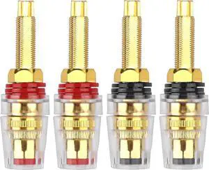 Speaker Binding Post 5-Way Banana Jack Socket Speaker Terminal Connector 4mm Gold Plated Brass Insulated Binding Post for Amplifier (4PCS) Speaker Binding Post 5-Way Banana Jack Socket Speaker Terminal Connector 4mm Gold Plated Brass Insulated Binding Post for Amplifier (4PCS)