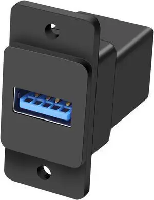USB 3.0 Rectangular Panel Mount Coupler USB A Female to Female Pass Through Adapter Socket Connector Bulkhead Extension for Data Transfer and Charing